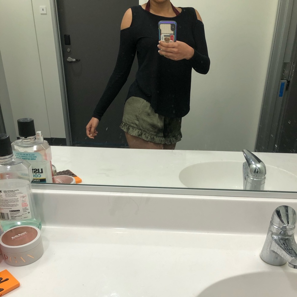 Black cold shoulder top